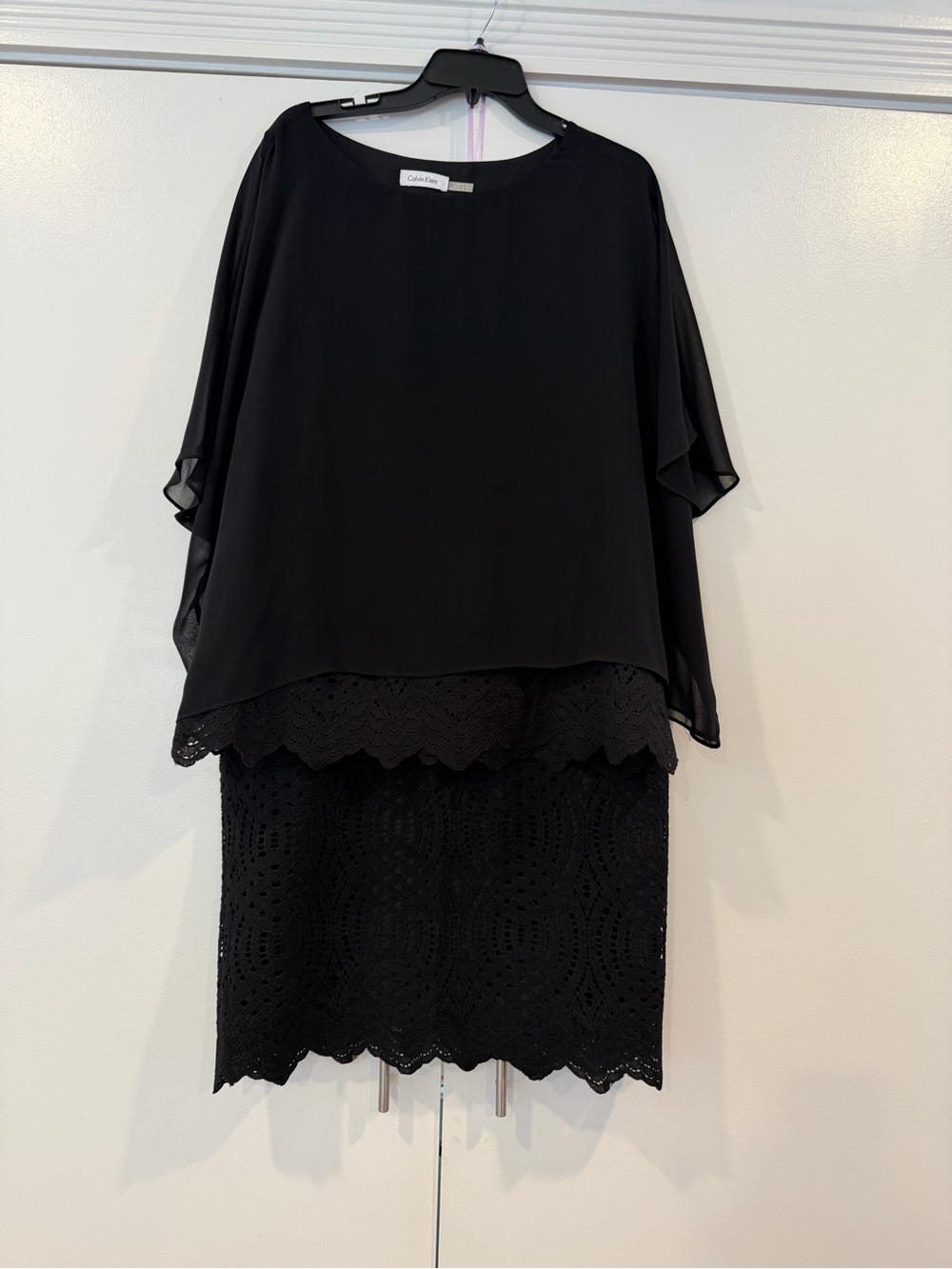 Calvin Klein Black Lace Overlay Coctail Skirt Set